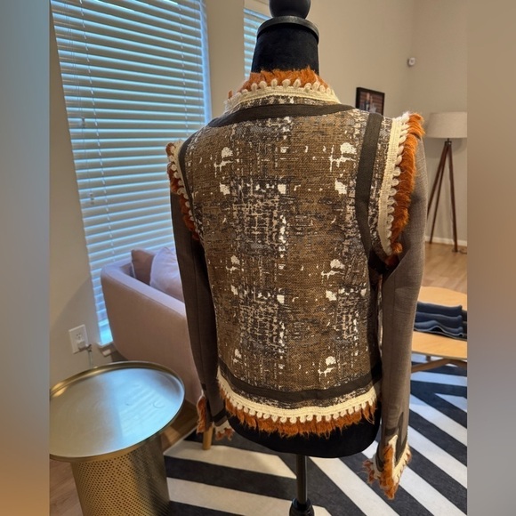 TORY BURCH RUNWAY Quincey Mixed Media Blazer Jacket Size 6 GUC - Picture 5 of 12